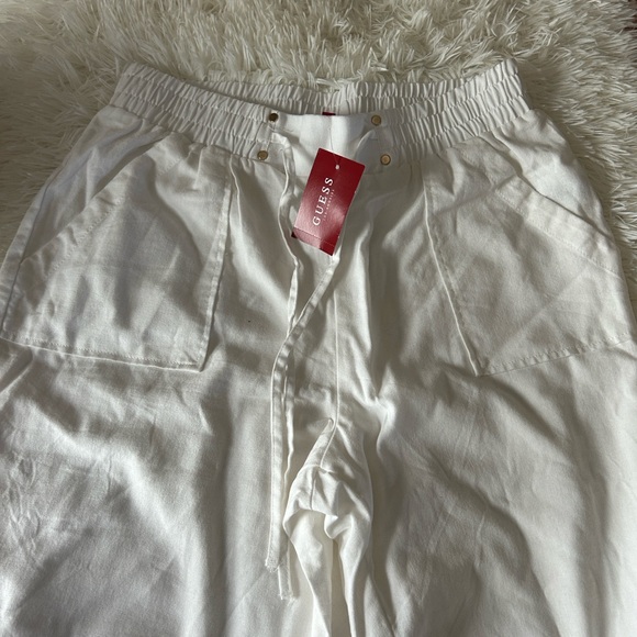 Guess White Wide-Leg Drawstring Cargo Pants - Picture 9 of 14